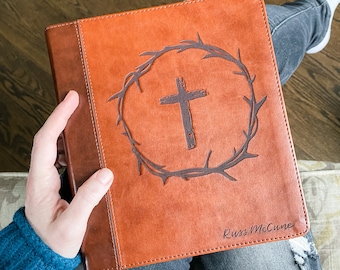 PERSONALIZED ESV Journaling Study Bible - Crown of Thorns and Cross - Add a Name to Lower Right Corner