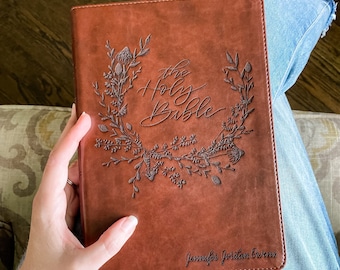 PERSONALIZED ESV Wide Margin Bible - Holy Bible with Wreath - Add a Name to Lower Right Corner