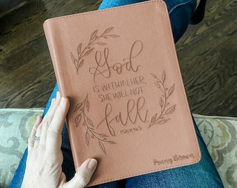 PERSONALIZED CSB She Reads Truth Bible - Rose Gold - Psalm 46:5 with Leafy Wreath - Add a Name to Lower Right Corner - CUSTOM