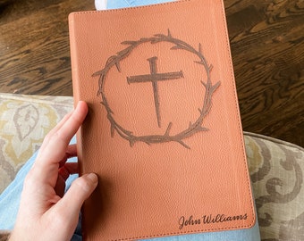 PERSONALIZED NRSV Bible with Apocrypha - Crown of Thorns and Nail Shaped Cross - Catholic - Add a Name to Lower Right Corner