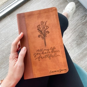 PERSONALIZED NIV Large Print Bible - Tan/Brown - All My Life You Have Been Faithful - Add Your Name - Custom