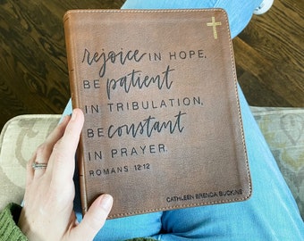 PERSONALIZED NIV Journaling Bible - Rejoice in Hope, Be Patient in Tribulation - Add Your Name - CUSTOM