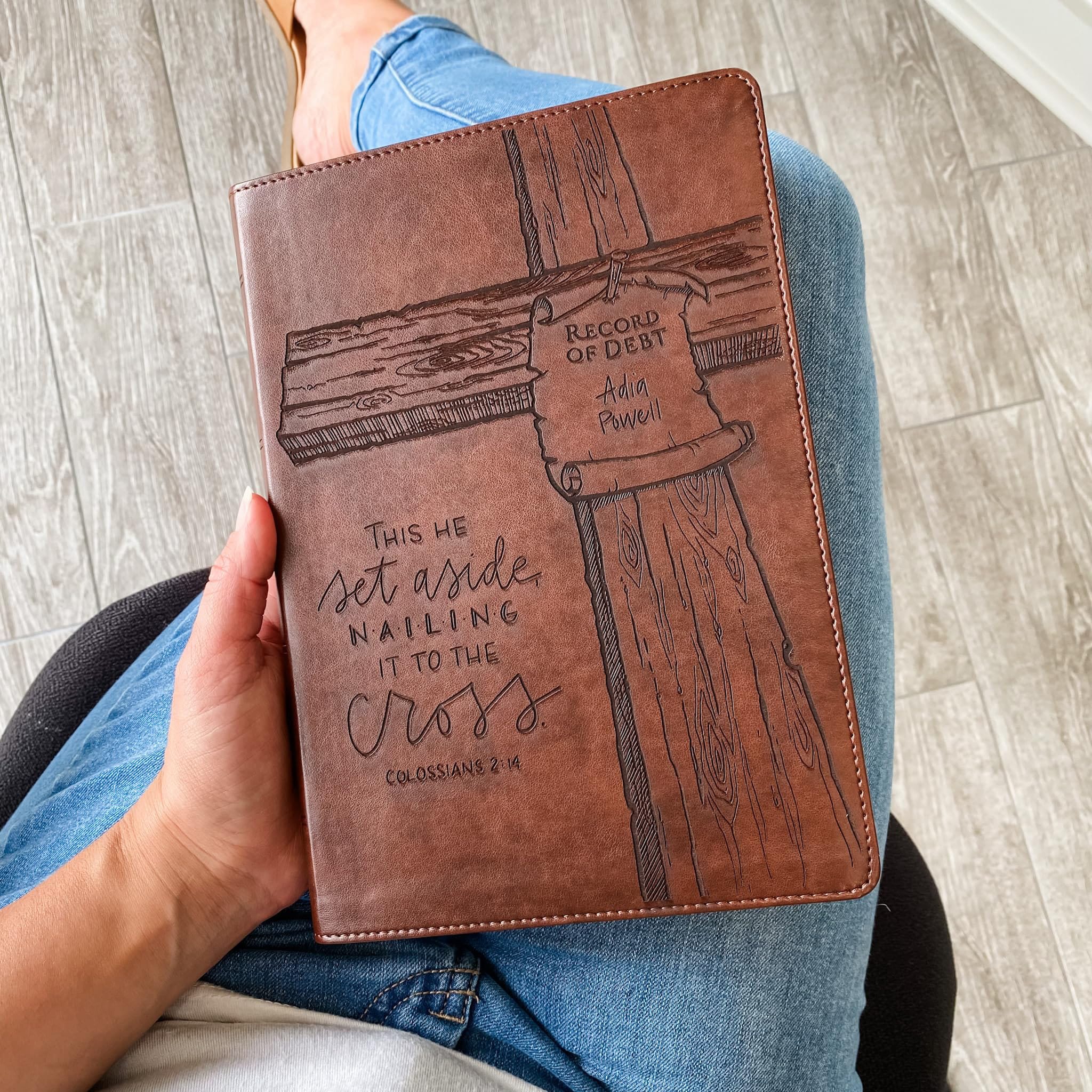 PERSONALIZED ESV Wide Margin Bible - Record of Debt Nailed on Cross - Custom and Personalizable - Add a Name to the Cross