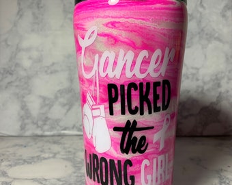 Pink Ribbon Tumbler, Breast Cancer Awareness Tumbler, Epoxy Tumbler, Cancer Gift, Breast Cancer Cup, Swirl Tumbler, Survivor Cup