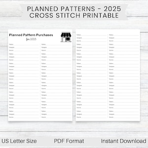 AFDRUKBARE geplande patroonaankopen voor 2025, FlossTube Stitch-a-Long, Craft Budget Tracker, Stitching Wish List, Cross Stitch Planner