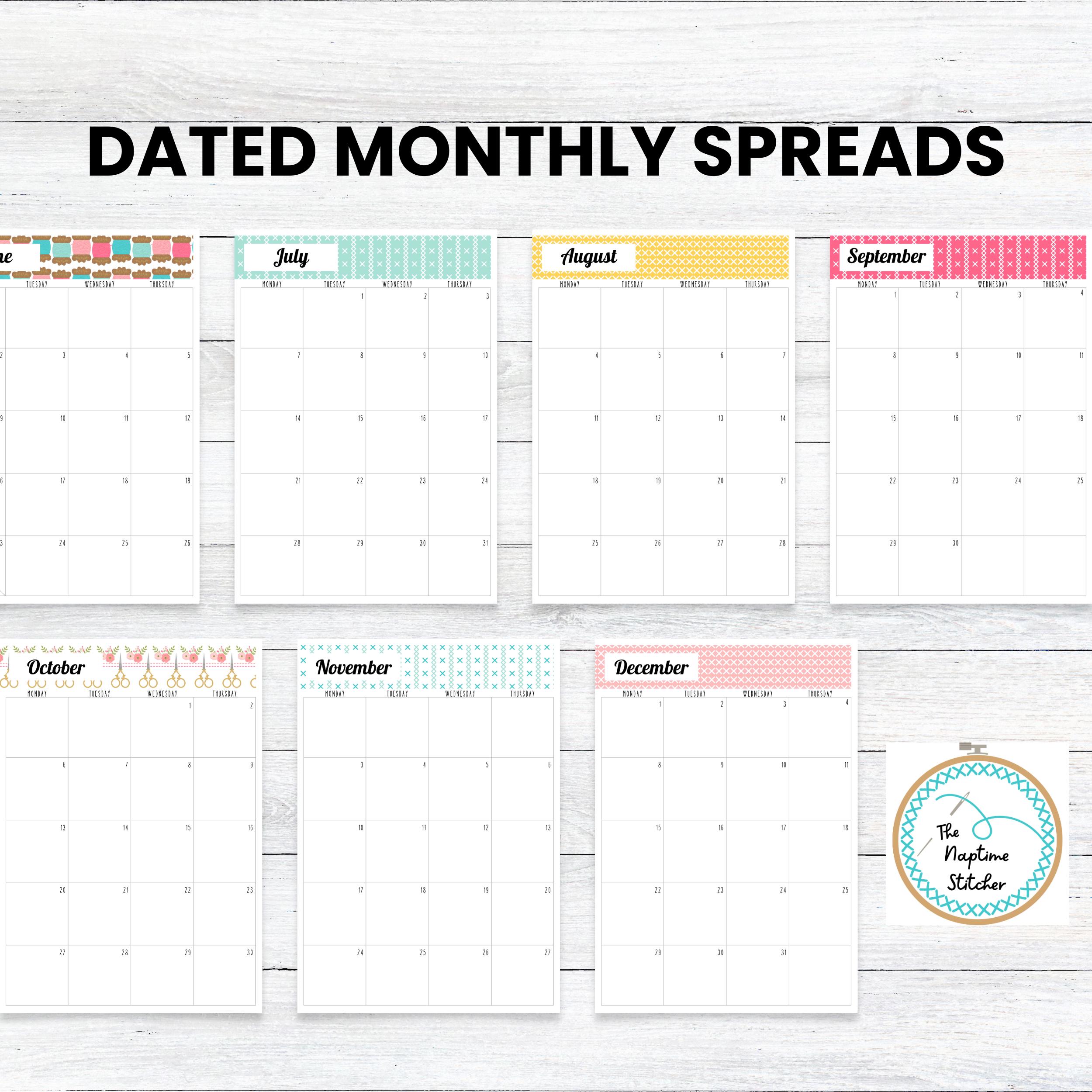 PRINTABLE 2025 Cross Stitch Planner, MONDAY Start, Stitching Tracker ...