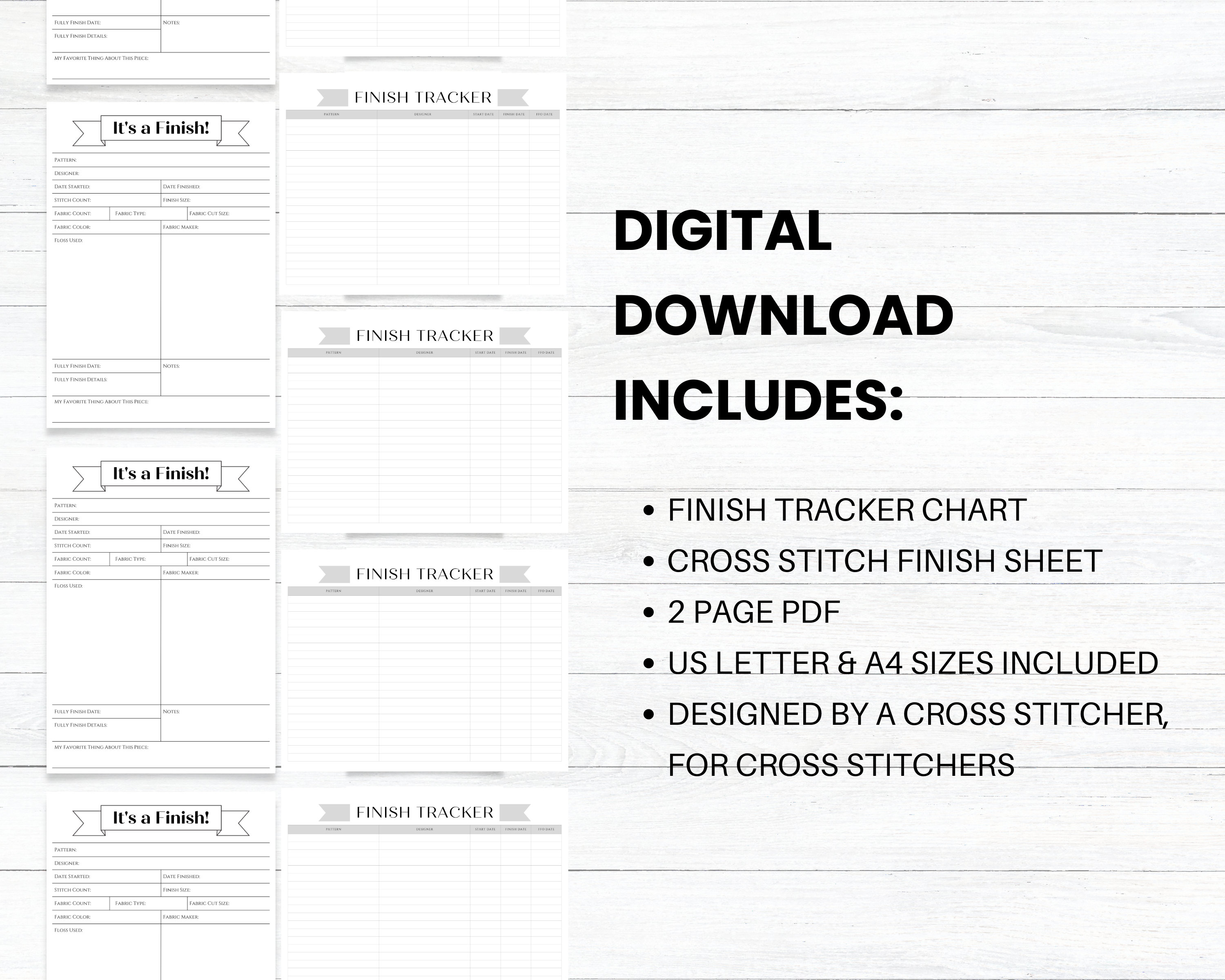 PRINTABLE Cross Stitch Finishes Bundle, WIP Tracker, Craft Organizer ...