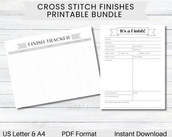PRINTABLE Cross Stitch Finishes Bundle, WIP Tracker, Craft Organizer, Stitch Planner