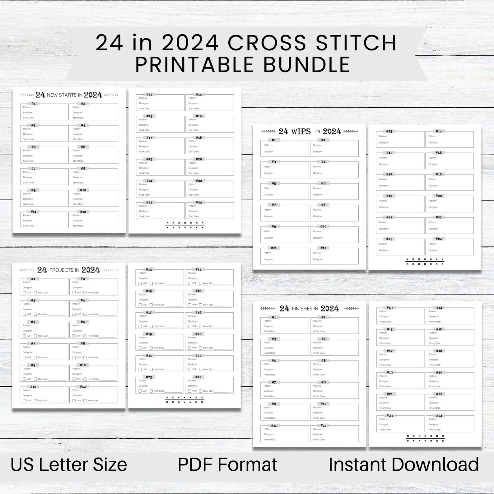 PRINTABLE 24 in 2024 Cross Stitch Tracker, WIP Organizer, Project ...