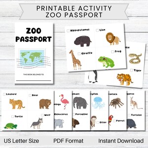 PRINTABLE Zoo Passport Scavenger Hunt, Animal Worksheet, Summer Games for Kids and Families, Zoo Checklist, Low Cost, Zoo Birthday Theme