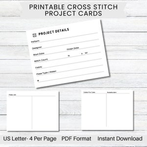 DRUCKBARE Kreuzstich Projektkarten, WIP-Tracker, Handwerk-Organizer, Stitch-a-Long-Tracker, Kreuzstichplaner