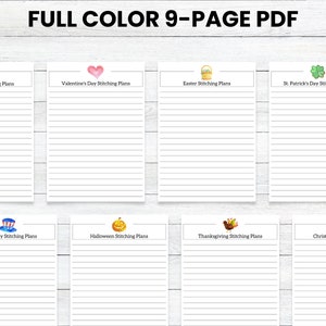 PRINTABLE Holiday Stitching Plans, Cross Stitch Planner, Journal for ...
