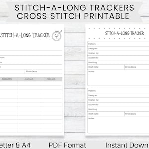 PRINTABLE Cross Stitch Stitch-a-Long Tracker, WIP Planner, Stitching Project, Craft Organizer, Digital Download Bundle