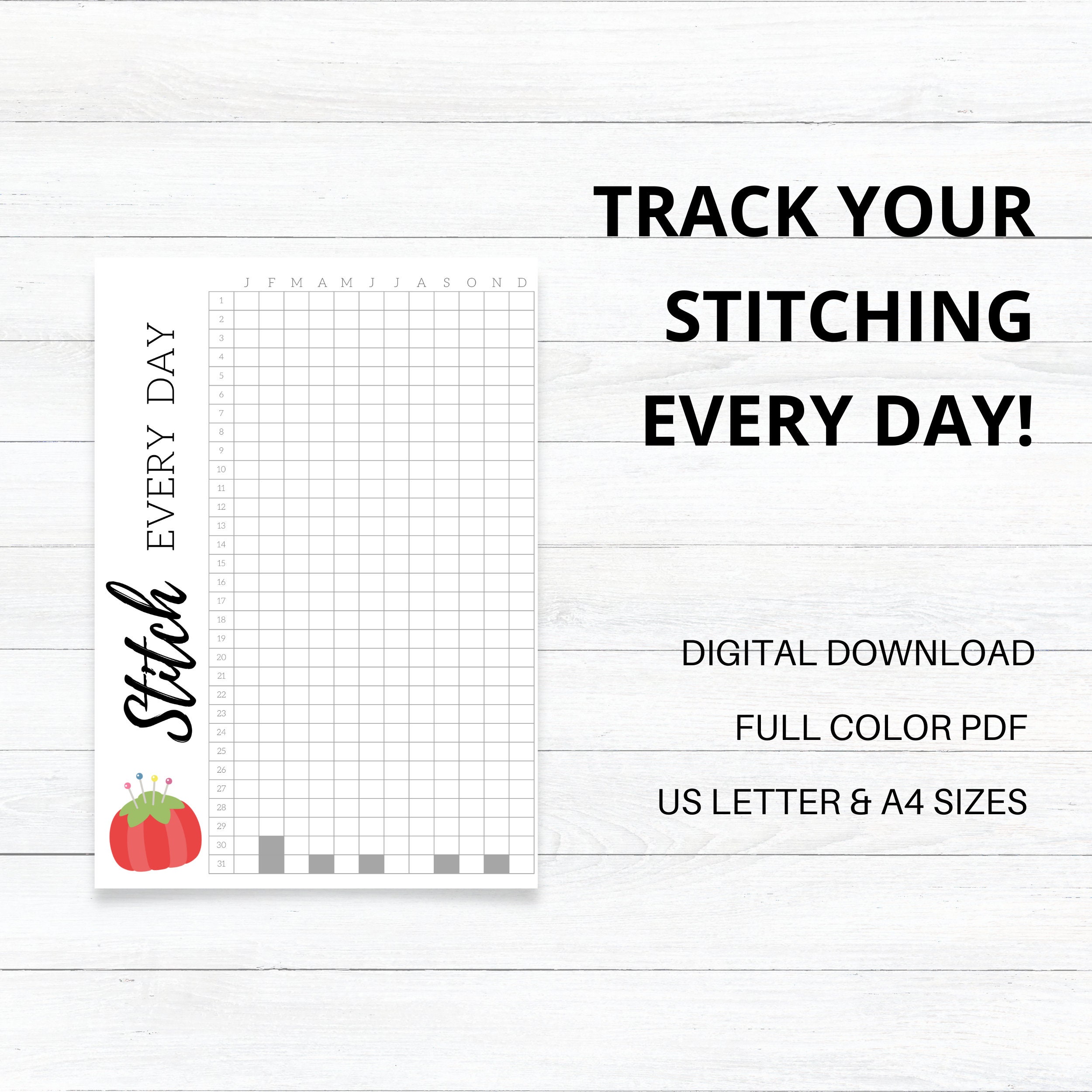 PRINTABLE Cross Stitch Yearly Habit Tracker, Cross Stitch Planner ...