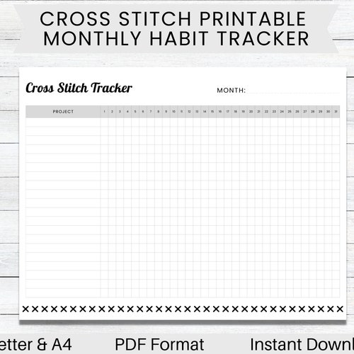PRINTABLE Cross Stitch Yearly Habit Tracker Cross Stitch - Etsy