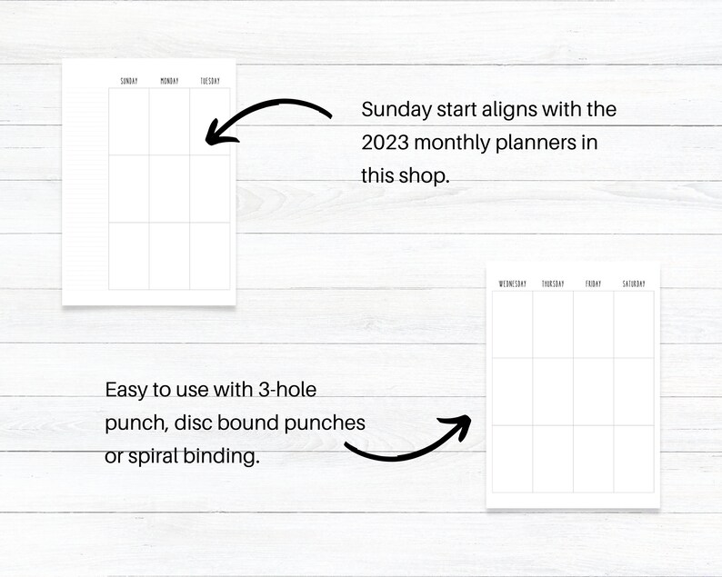 PRINTABLE Planner Vertical Weekly Layout, Monday Start, Sunday Start