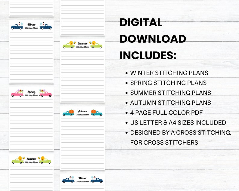 PRINTABLE Seasonal Stitching Plans, Cross Stitch Planner, Winter Spring ...