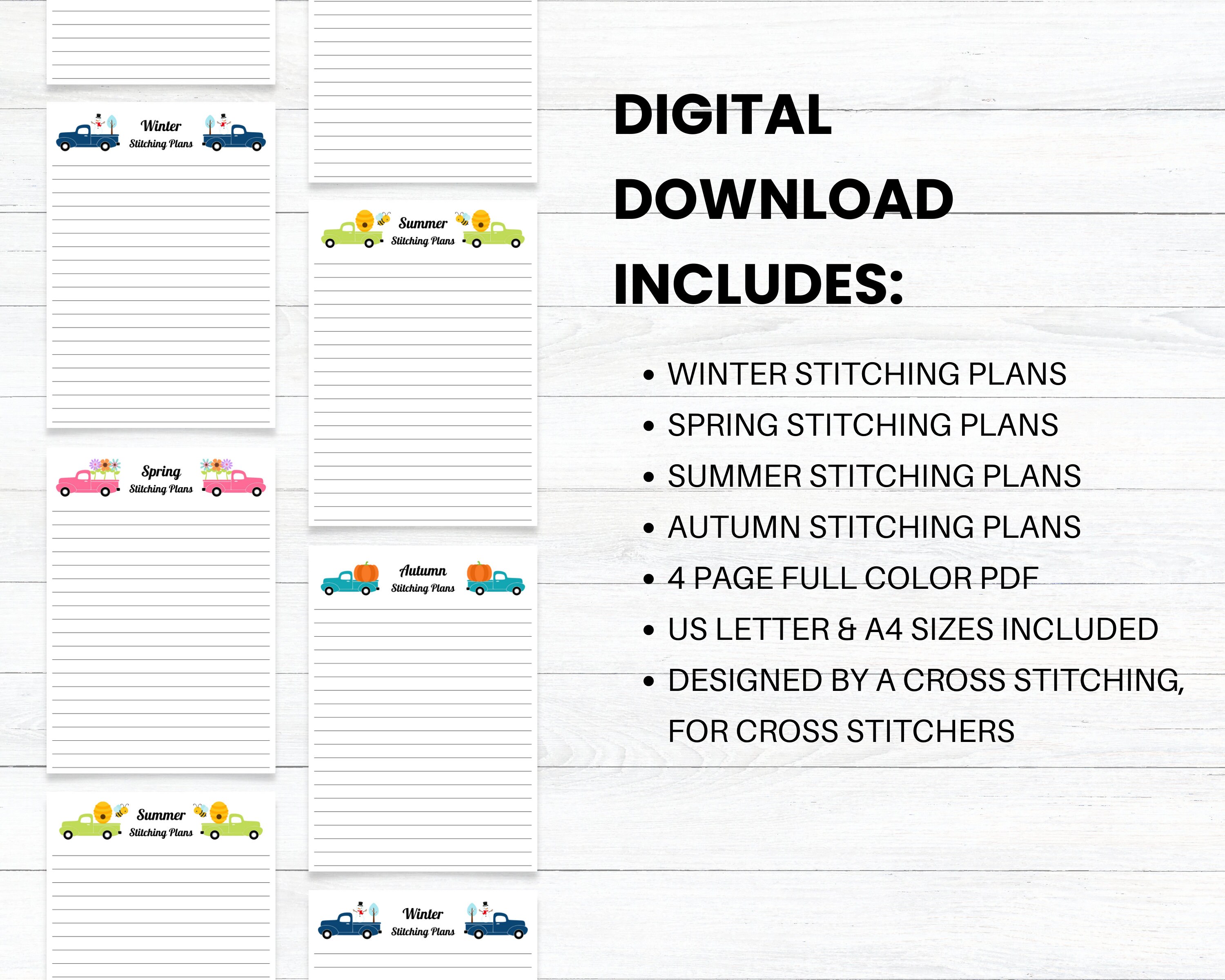 PRINTABLE Seasonal Stitching Plans, Cross Stitch Planner, Winter Spring ...