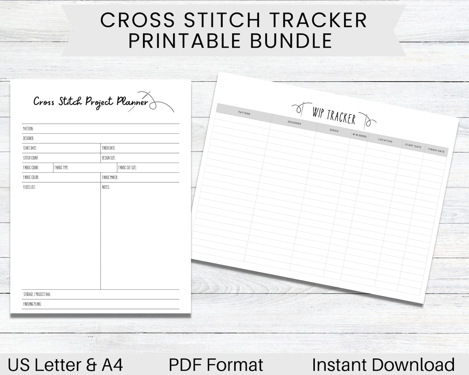 PRINTABLE Cross Stitch Project Planner WIP Tracker Craft Etsy
