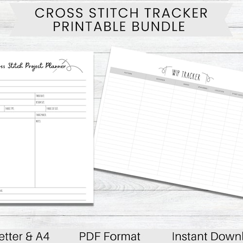 PRINTABLE Cross Stitch Project Planner WIP Tracker Craft Etsy