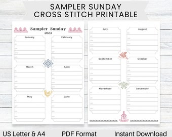 PRINTABLE 2023 Cross Stitch Planner Stitching Tracker - Etsy