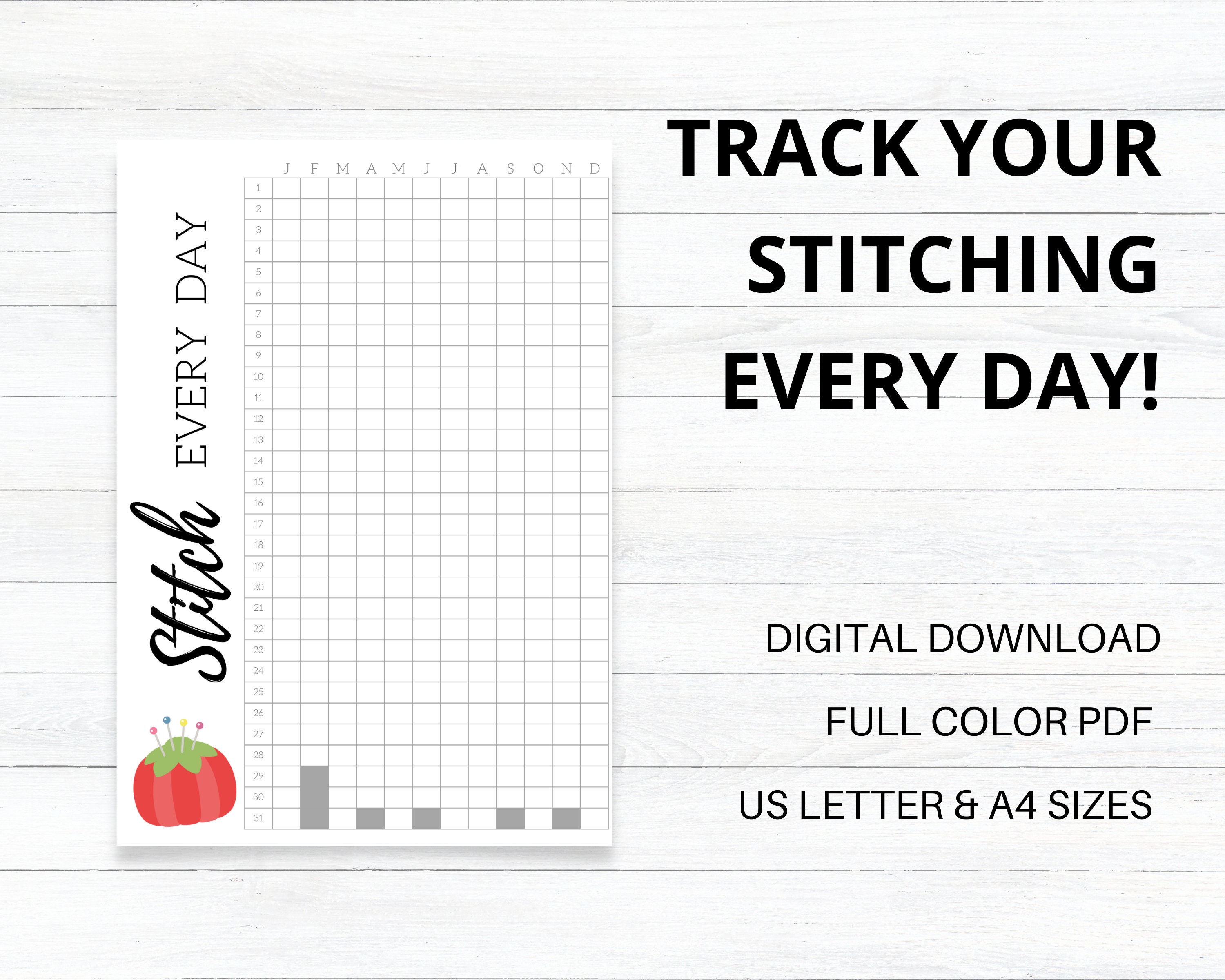 PRINTABLE Cross Stitch Yearly Habit Tracker Cross Stitch Etsy