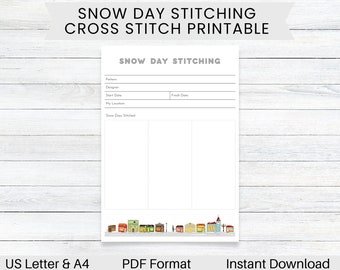 PRINTABLE Snow Day Cross Stitch Planner, XStitch Journal, Seasonal Stitching, Craft Organizer, Winter Cross Stitch