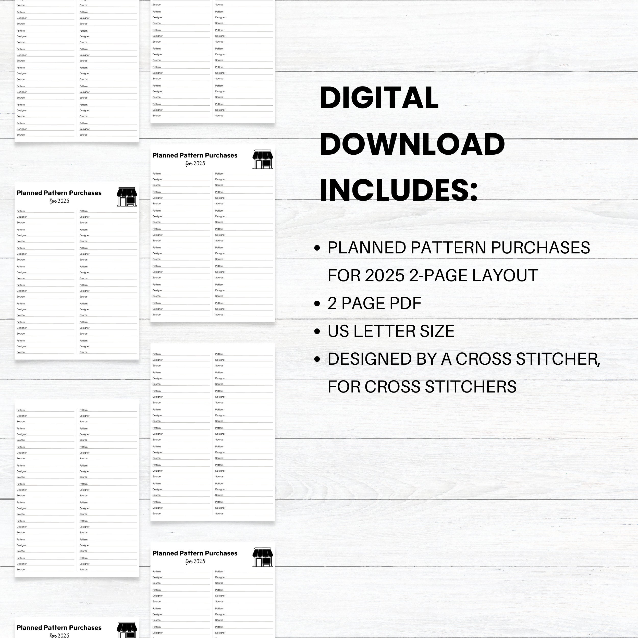 PRINTABLE Planned Pattern Purchases for 2025, Flosstube Stitchalong