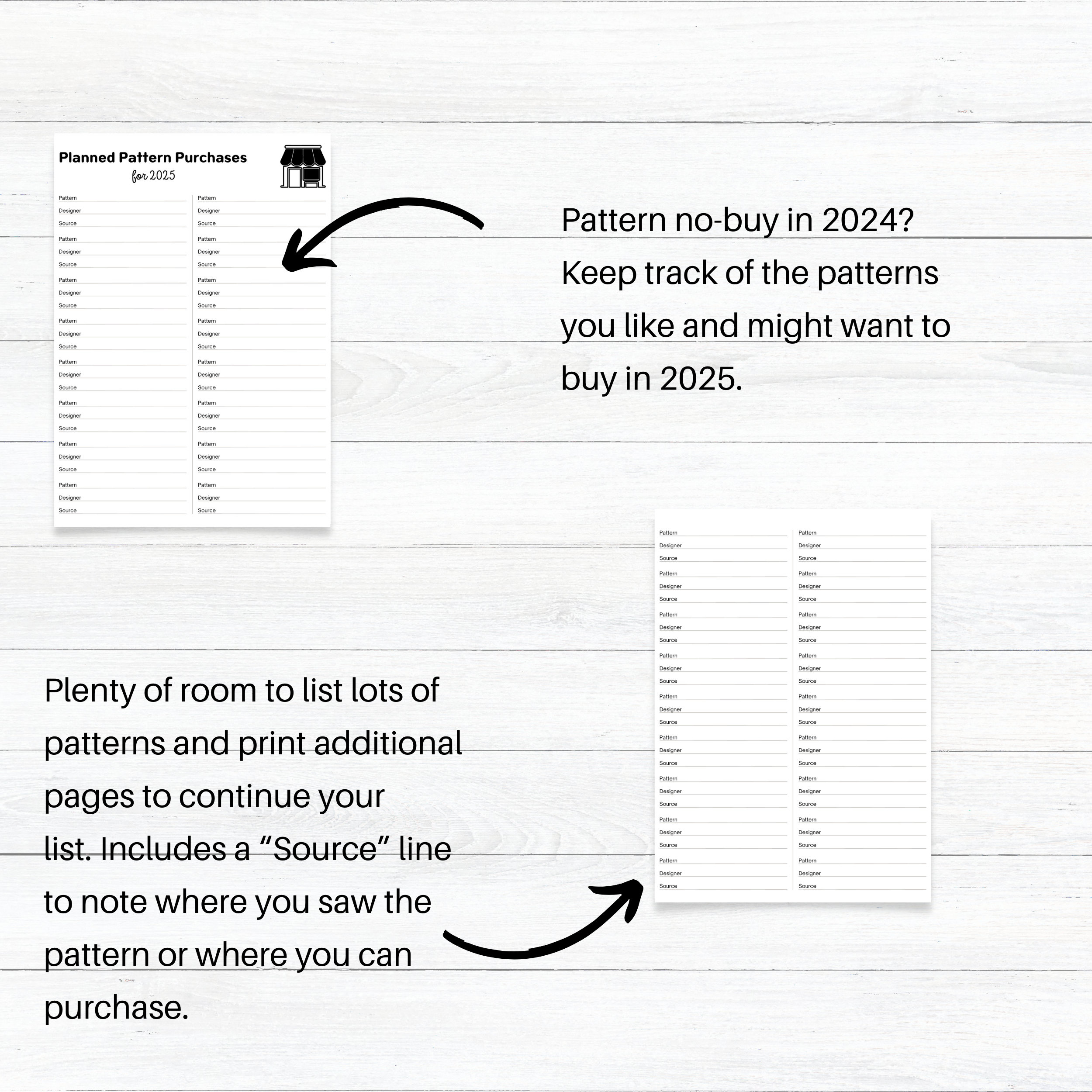 PRINTABLE Planned Pattern Purchases for 2025, Flosstube Stitchalong