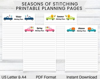 PRINTABLE Seasonal Stitching Plans, Cross Stitch Planner, Winter Spring Summer Autumn, Journal for Cross Stitchers, Xstitch Planning Pages