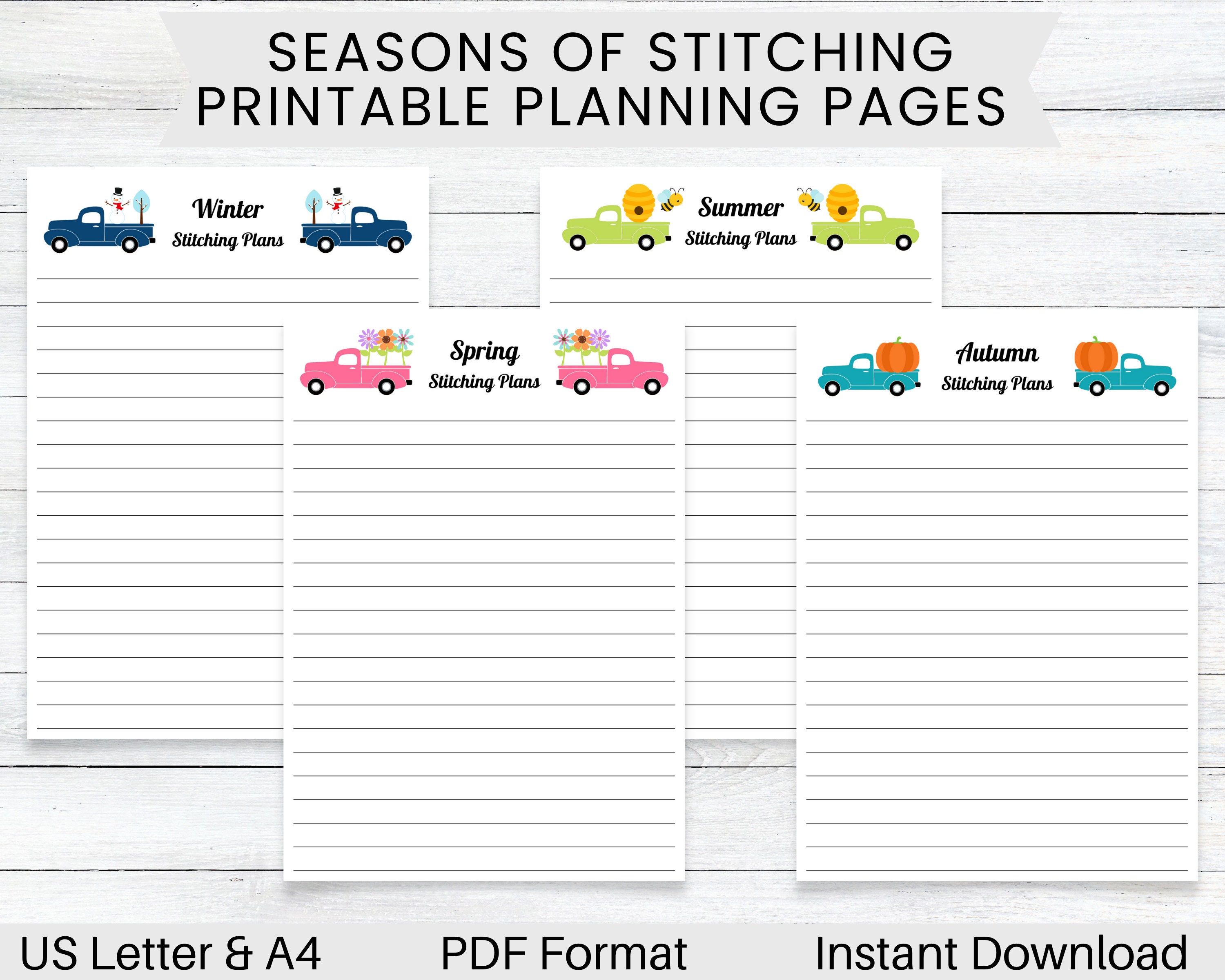 PRINTABLE Seasonal Stitching Plans, Cross Stitch Planner, Winter Spring ...
