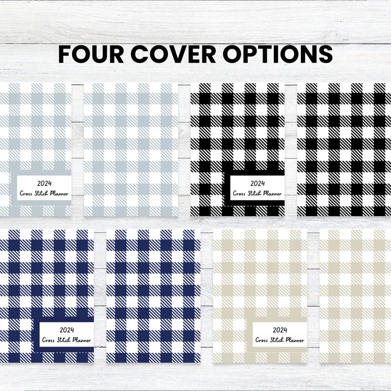 PRINTABLE 2024 Cross Stitch Planner Buffalo Plaid, SUNDAY Start
