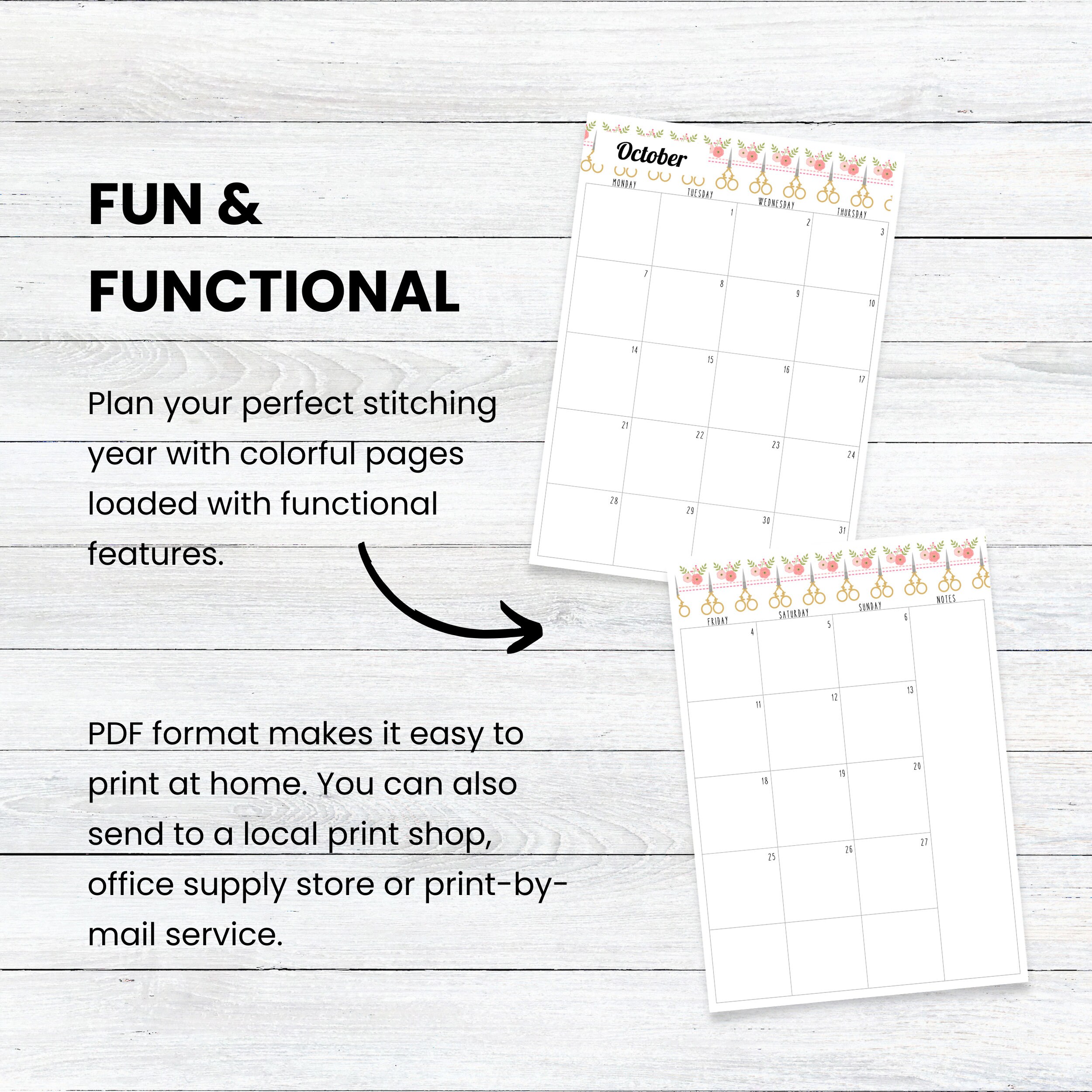 PRINTABLE 2024 Cross Stitch Planner, MONDAY Start, Stitching Tracker
