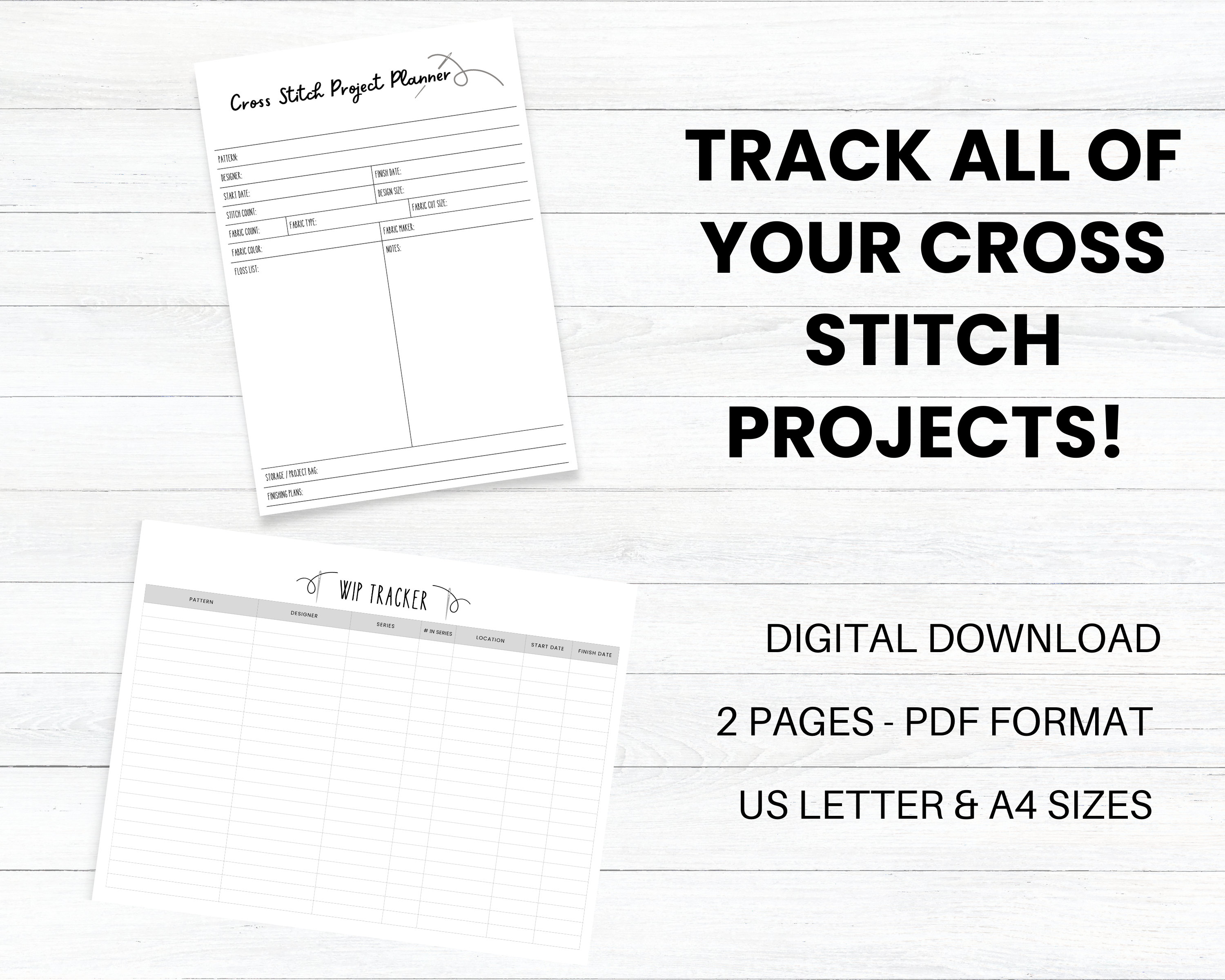 PRINTABLE Cross Stitch Project Planner WIP Tracker Craft Etsy