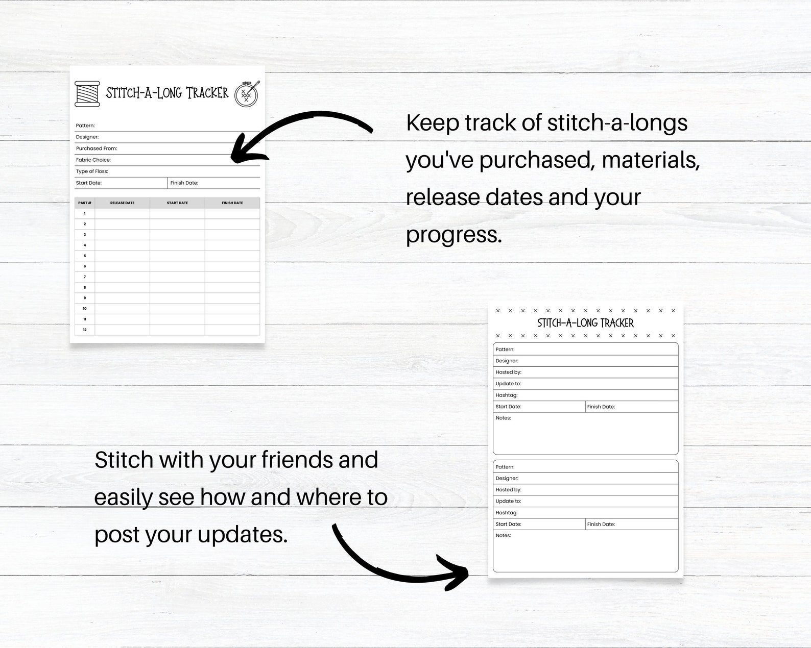 PRINTABLE Cross Stitch Stitch-a-long Tracker, WIP Planner, Stitching ...
