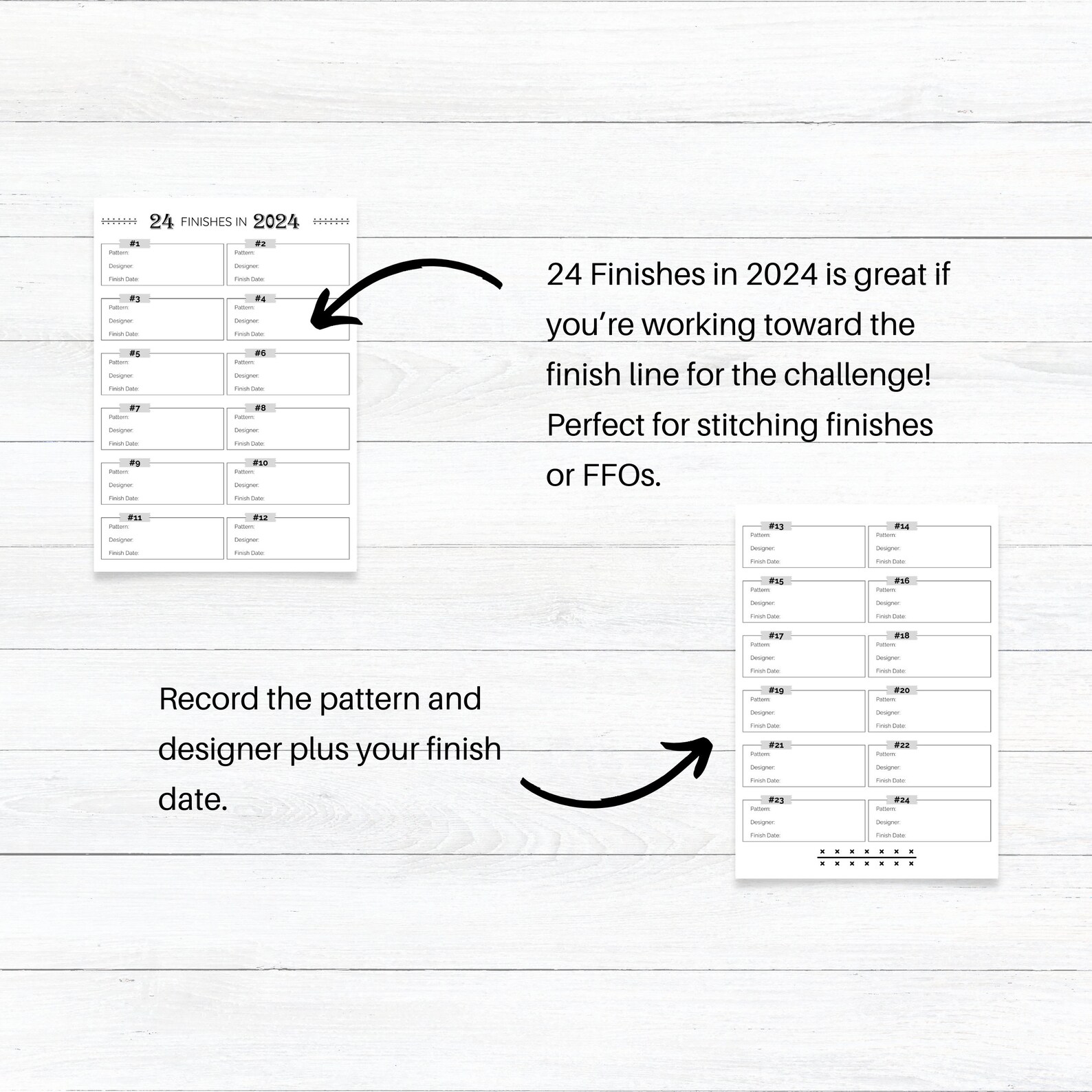 PRINTABLE 24 in 2024 Cross Stitch Tracker, WIP Organizer, Project