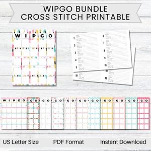 Desafío de punto de cruz WIPGO para imprimir, planificador de proyectos de punto de cruz, Jessie Marie hace cosas, FlossTube, paquete XStitch