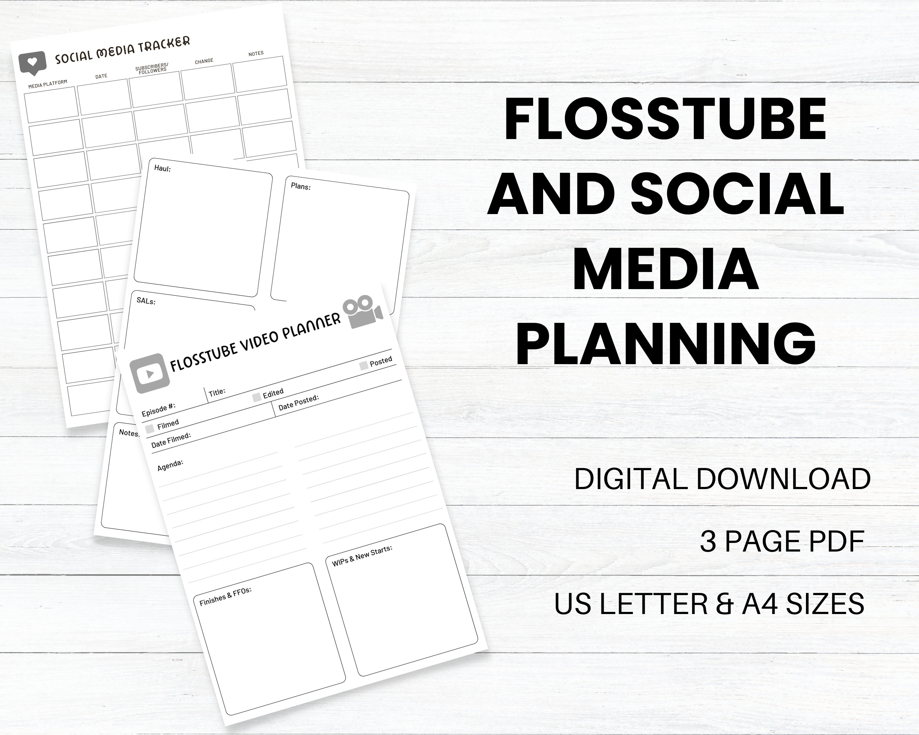 PRINTABLE Flosstube and Social Media Tracker, Cross Stitch Planner ...