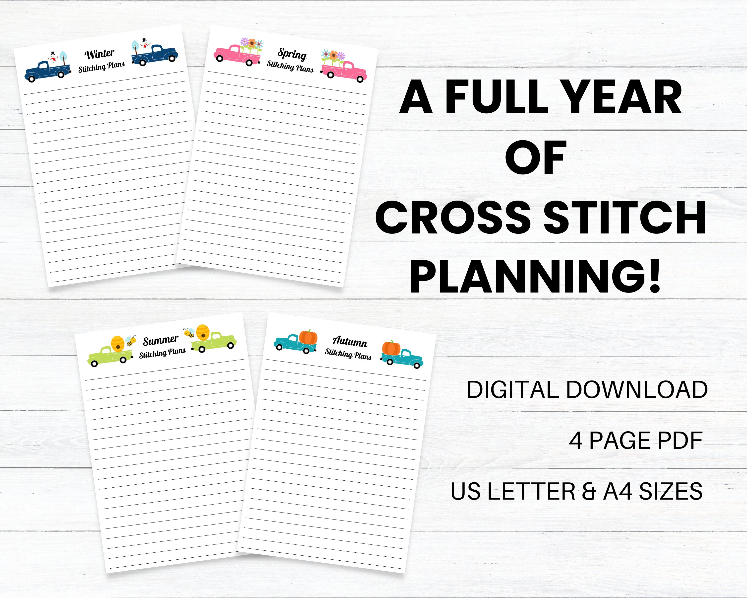 PRINTABLE Seasonal Stitching Plans, Cross Stitch Planner, Winter Spring ...