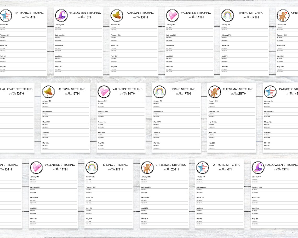 PRINTABLE Stitch the Day Seasonal Cross Stitch Tracker, Journal for