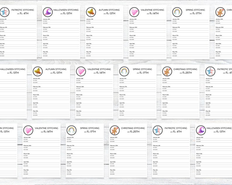 PRINTABLE Stitch the Day Seasonal Cross Stitch Tracker, Journal for