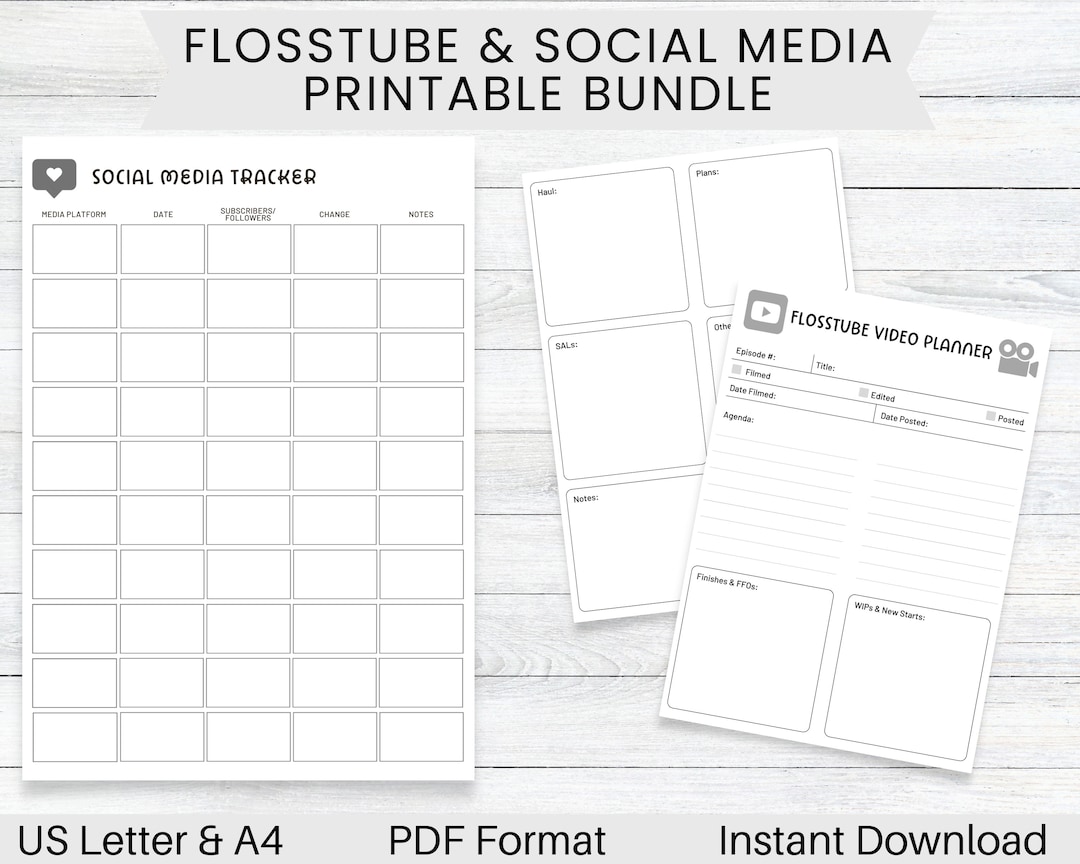 PRINTABLE Flosstube and Social Media Tracker, Cross Stitch Planner ...