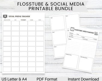 PRINTABLE FlossTube and Social Media Tracker, Cross Stitch Planner, Subscribers and Followers, Online Business Organizer, Content Planner