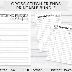 AFDRUKBARE Cross Stitch Friends Bundle, Happy Mail Tracker, Contacten Adresboek, Craft Planner