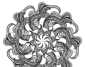 Wicked trippy hand drawn coloring page for adults, printable octopus mandala coloring page, high quality PDF to print or use with art apps.