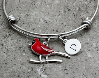 Kardinal Armband Personalisierte Sympathie Geschenk Kardinäle erscheinen, wenn Engel in der Nähe sind Kardinal Geschenke für Trauer Trauer Schmuck Silber Rot
