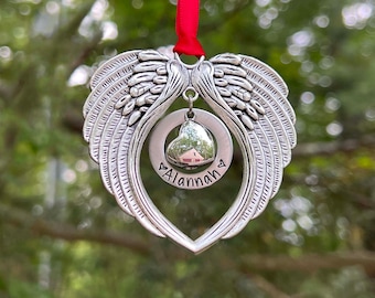 Personalized Angel Wing Heart Urn Christmas Tree Ornament Cremation Window Hanging Memorial Christmas Ornament For Human Ashes Ornament Urn
