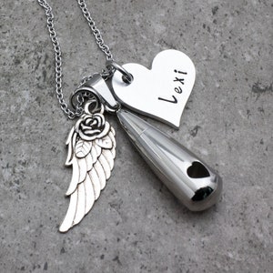 Handmade made in USA Teardrop Cremation Necklace, Personalized Jewelry Hand Stamped Necklace For Ashes Sympathy Gift Custom Memorial Pendant