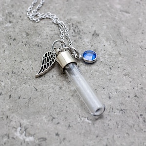 Glass Vial Urn Necklace With Birthstone Personalized Cremation Jewelry Remembrance Gift To Give To Someone Who Has Recently Lost A Loved One