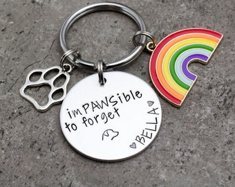 Pet Name Rainbow Bridge Key Chain Pet Loss Memorial Personalized For Child Whose Pet Died Animal Memories Dog Memorial Cat Memorial Gift